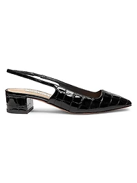Ginza 35MM Crocodile-Embossed Leather Slingback Pumps