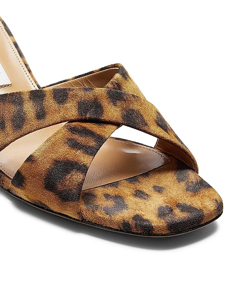 Divine 50MM Leopard Suede Mules