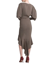 Long-Sleeve Ruffled High-Low Dress