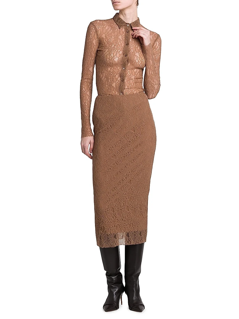 Stretch Lace Midi-Skirt