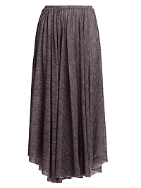 Printed Stretch Tulle Midi-Skirt