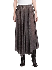 Printed Stretch Tulle Midi-Skirt