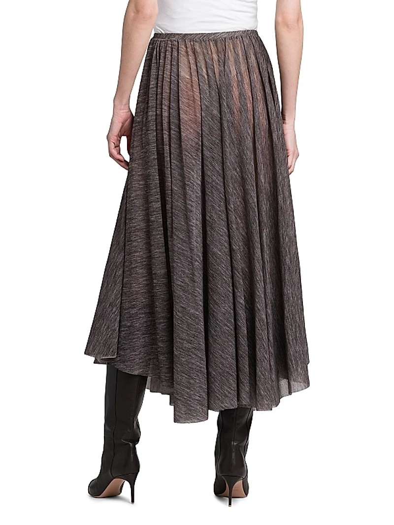Printed Stretch Tulle Midi-Skirt