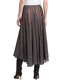 Printed Stretch Tulle Midi-Skirt