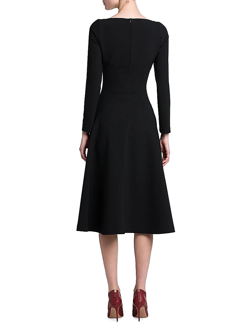 Crepe V-Neck A-Line Dress