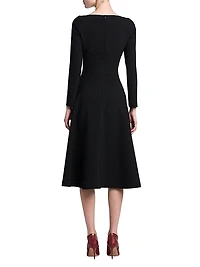 Crepe V-Neck A-Line Dress