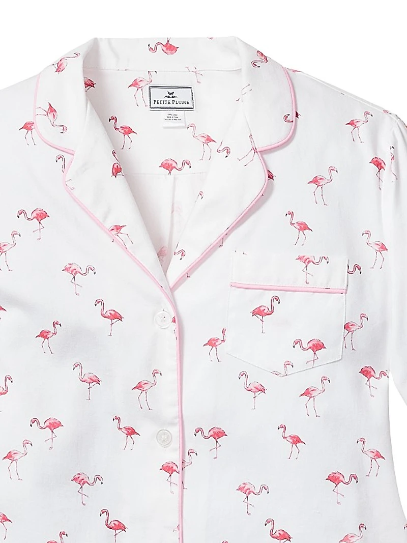 Flamingos Short-Sleeve Shirt & Shorts Pajama Set