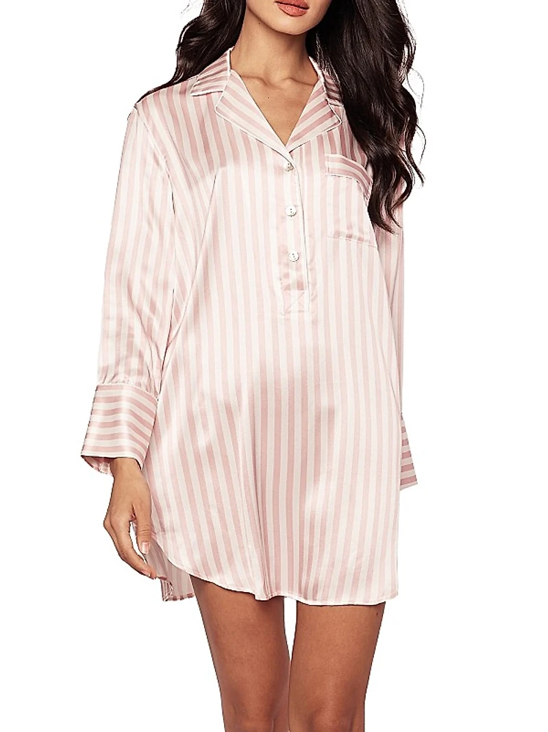 Mulberry Silk Striped Nightshirt