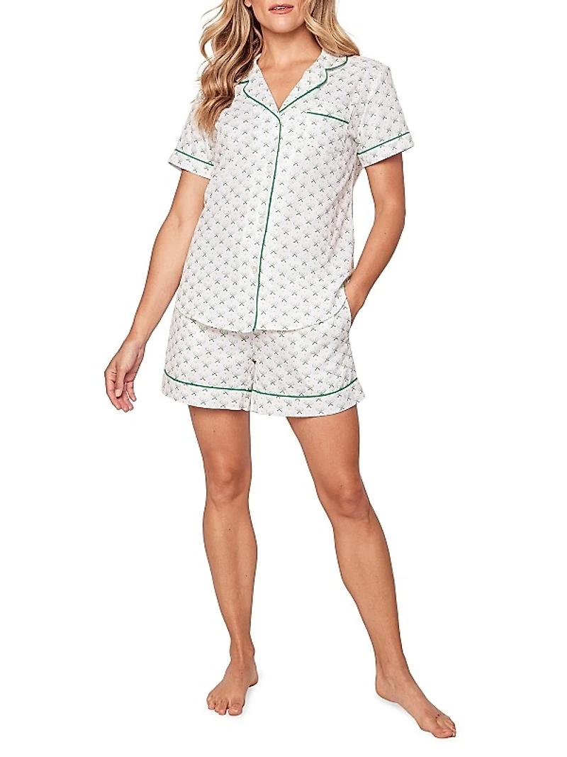 Match Point Short Sleeve Shirt & Shorts Pajama Set