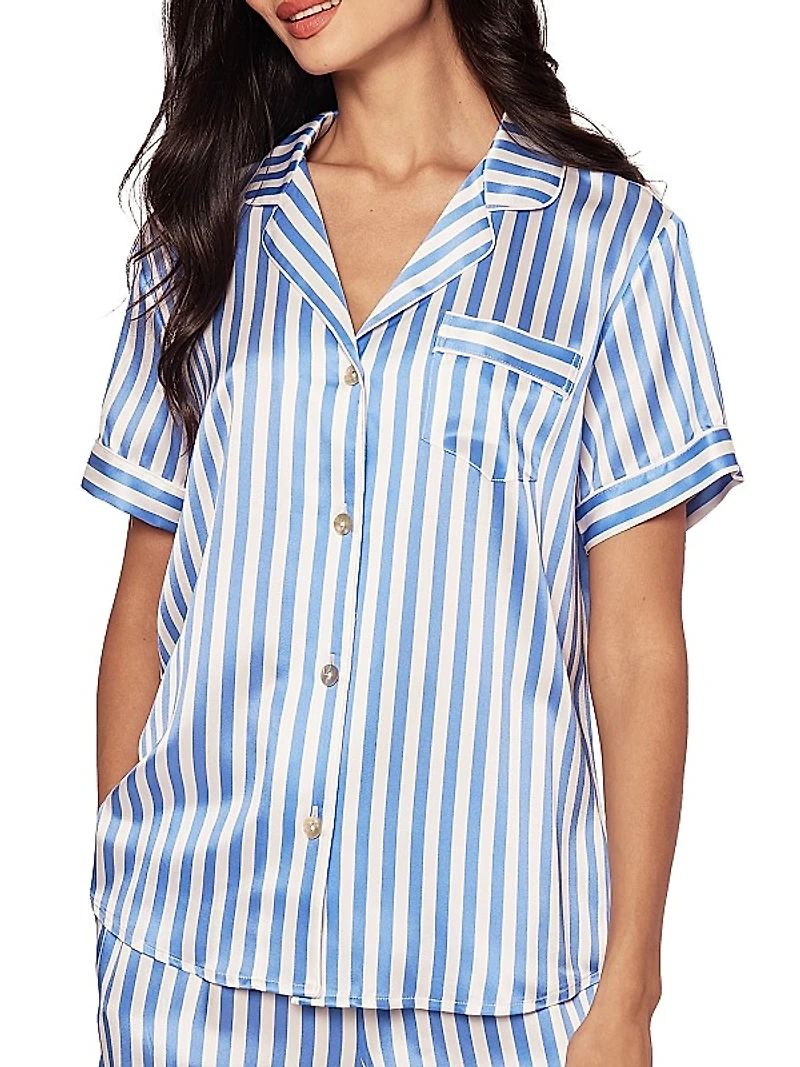 Mulberry Silk Stripe Shorts Pajama Set