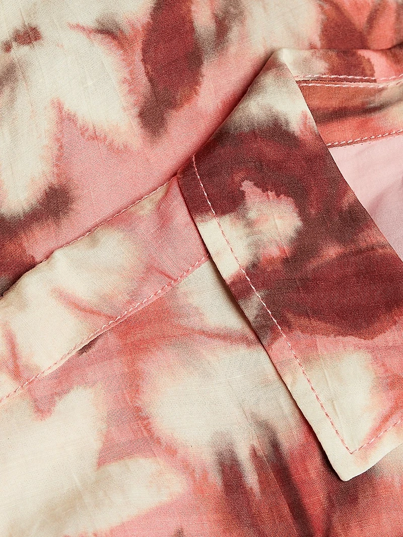 Skye Abstract Linen-Blend Tie-Waist Romper