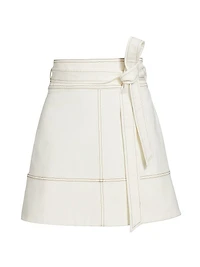 Courtney Denim Tie-Waist A-Line Skirt