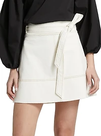 Courtney Denim Tie-Waist A-Line Skirt