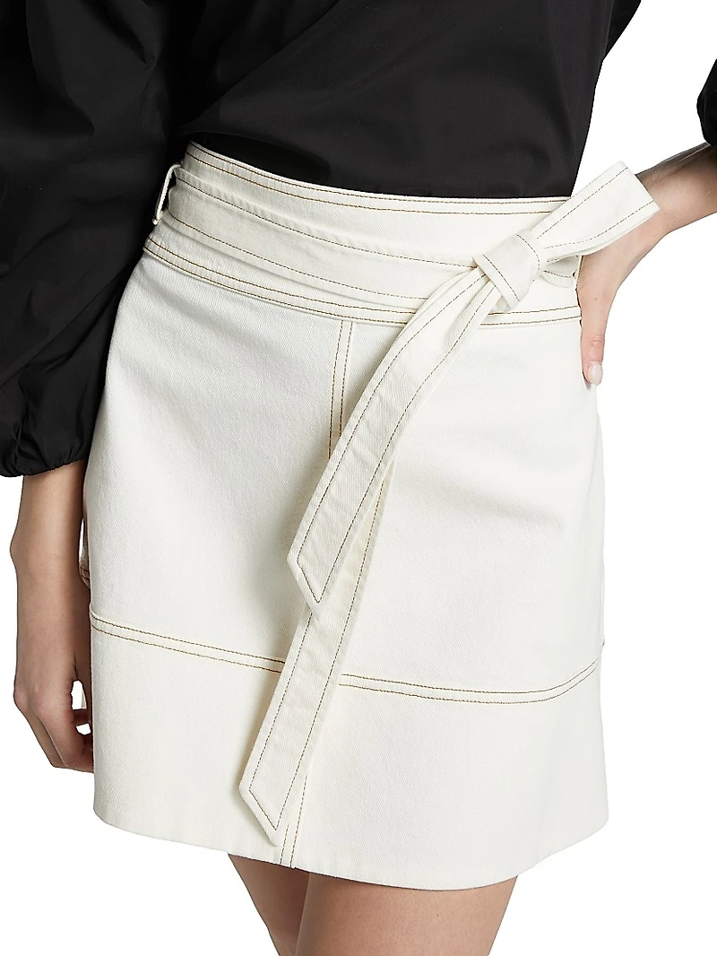 Courtney Denim Tie-Waist A-Line Skirt