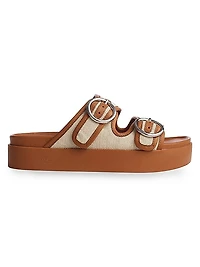 Geo Buckle Platform Slide Sandals