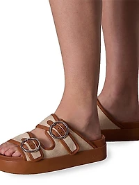 Geo Buckle Platform Slide Sandals
