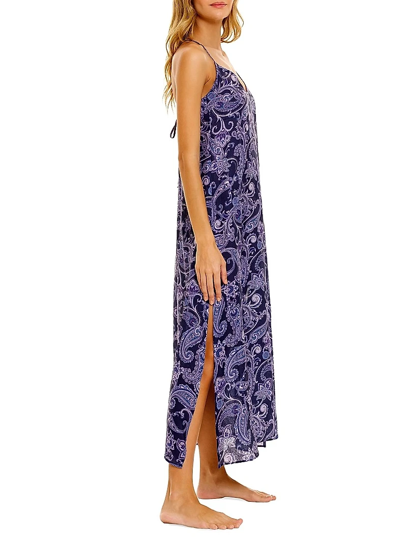 Summer Soirée Frida Printed Linen Maxi Dress