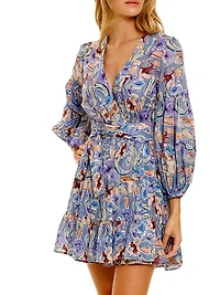 Eloise Calypso Mermaid-Print Cotton Tie-Waist Minidress