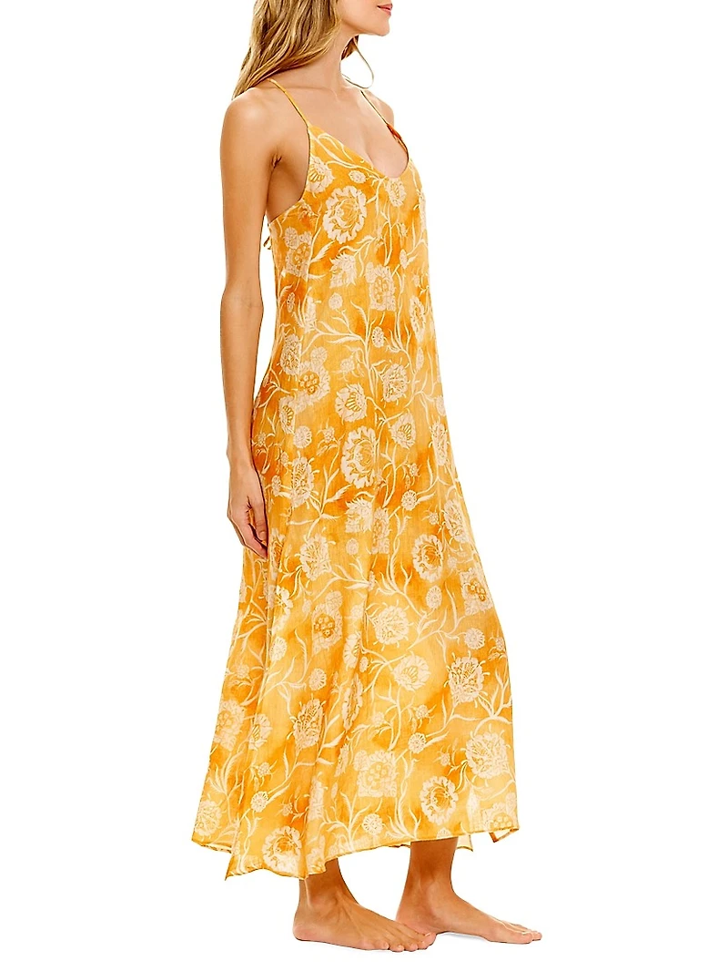 Summer Soirée Frida Claire Floral Linen Maxi Dress