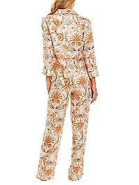 Summer Soirée Emma Peach Jungle Linen Pajama Set