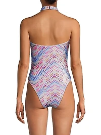 Sidney Abstract Halter One-Piece Swimsuit
