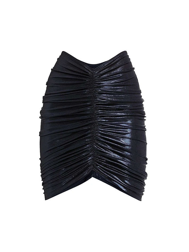 Shirred Metallic Miniskirt