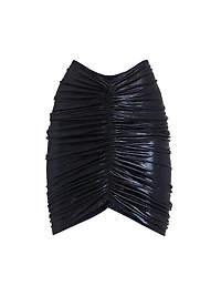 Shirred Metallic Miniskirt