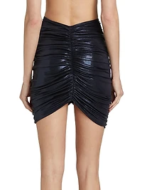Shirred Metallic Miniskirt