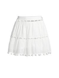 Beaded Cotton Voile Miniskirt