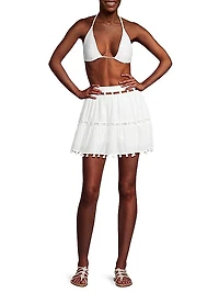 Beaded Cotton Voile Miniskirt