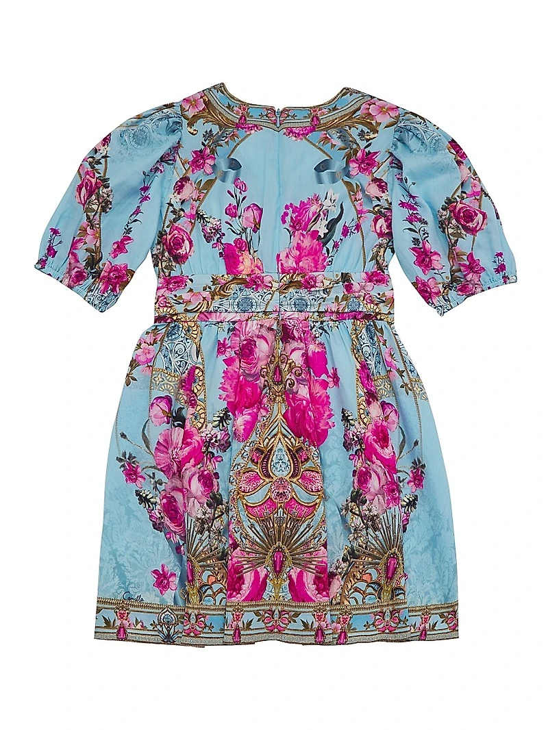 Little Girl's & Floral Puff-Sleeve Dress