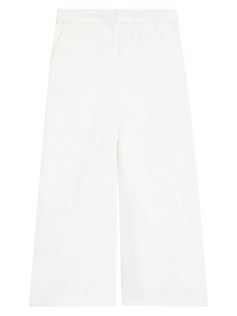 Terena Linen-Blend Wide Crop Pants