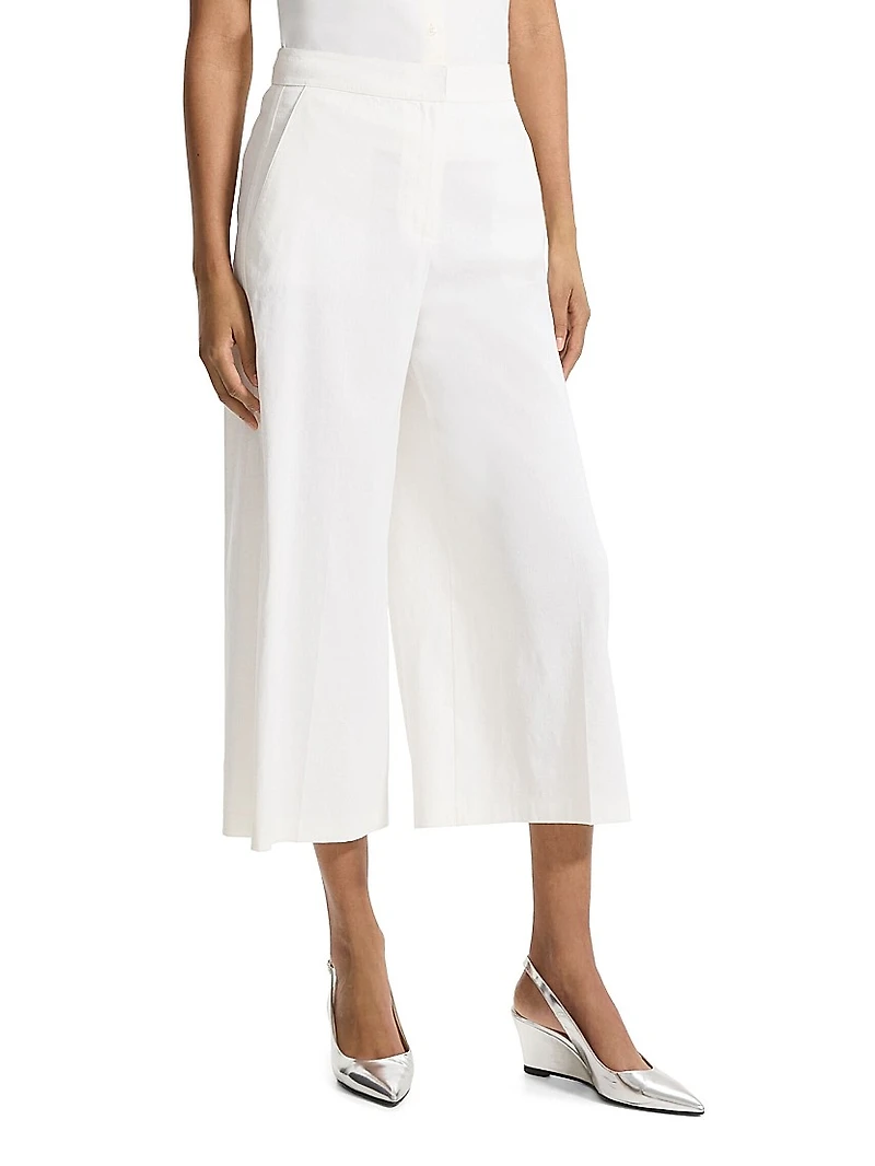 Terena Linen-Blend Wide Crop Pants