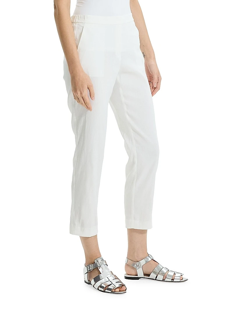 Linen-Blend Slim-Fit Pants