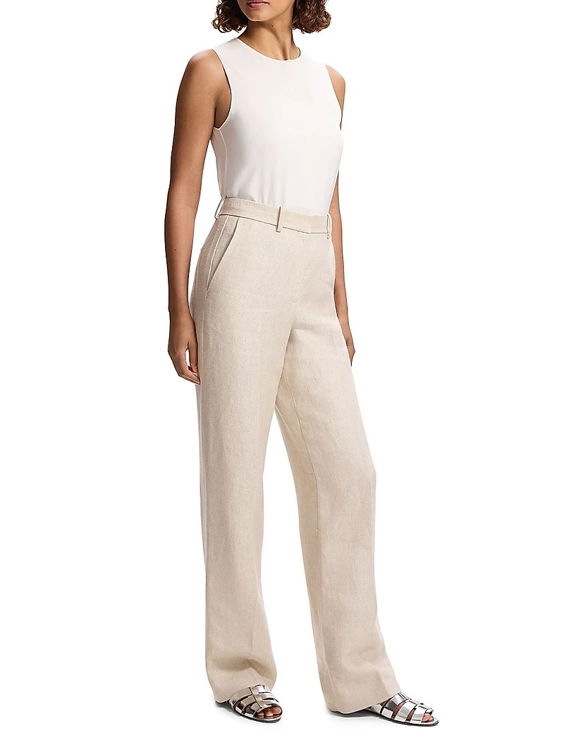 Linen Straight-Leg Pants
