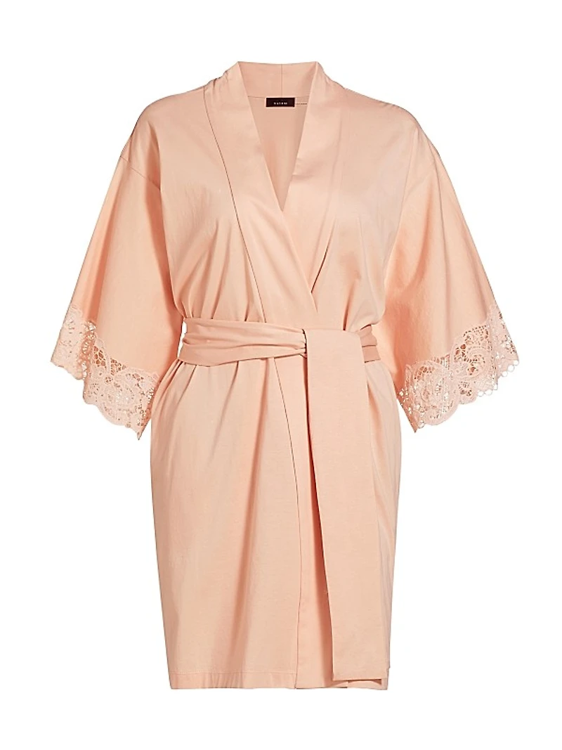 Bliss Harmony Lace-Trimmed Cotton Robe