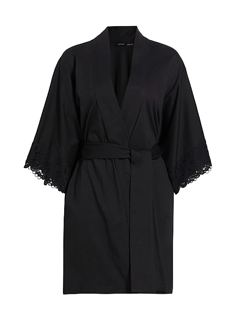 Bliss Harmony Lace-Trimmed Cotton Robe