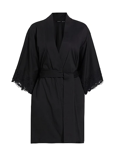 Bliss Harmony Lace-Trimmed Cotton Robe