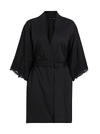 Bliss Harmony Lace-Trimmed Cotton Robe