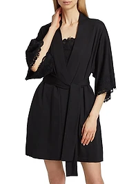Bliss Harmony Lace-Trimmed Cotton Robe