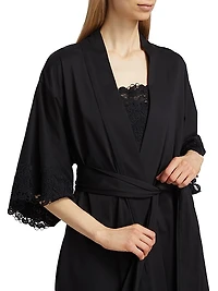 Bliss Harmony Lace-Trimmed Cotton Robe