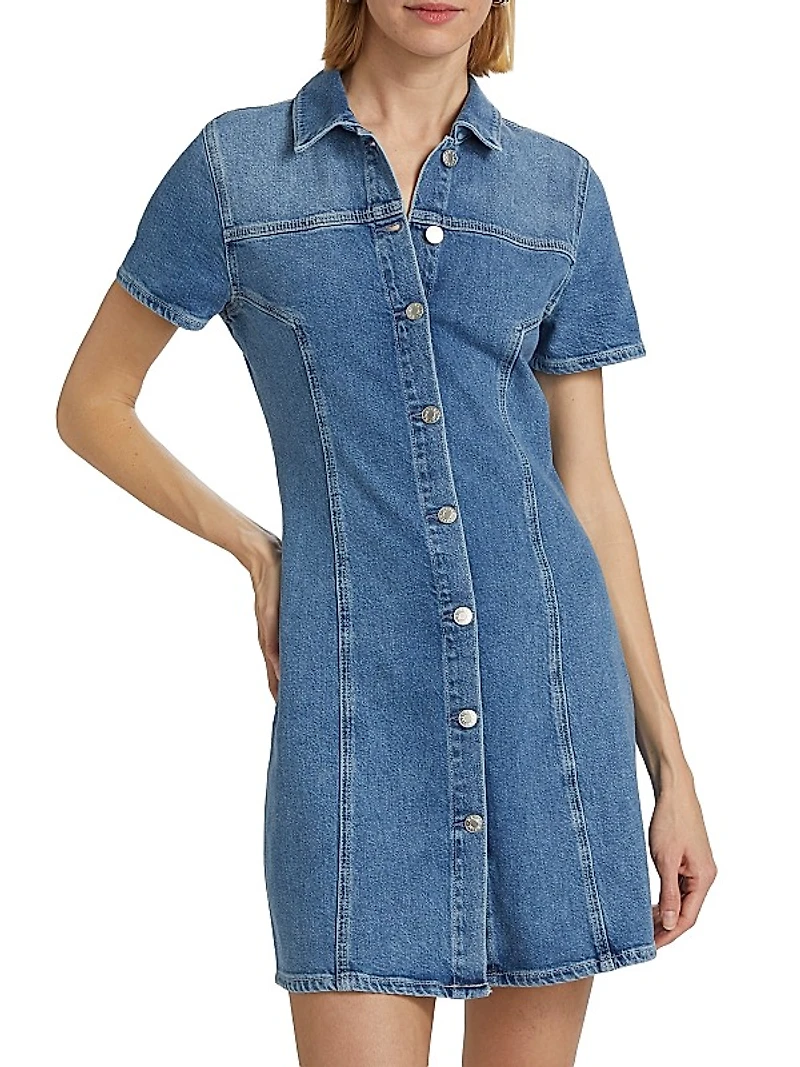 Pasadena Short-Sleeve Denim Minidress