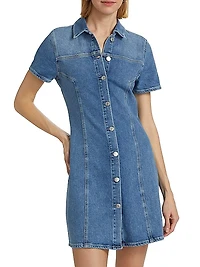 Pasadena Short-Sleeve Denim Minidress