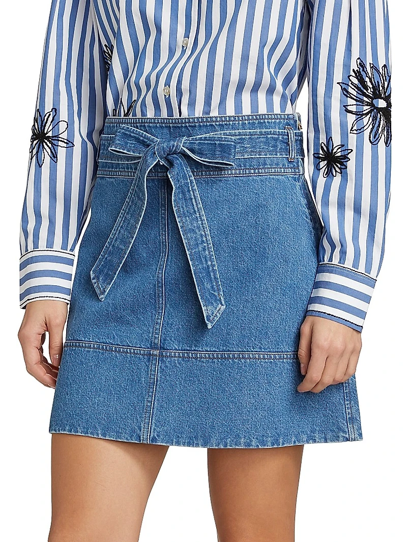 Courtney Belted Denim Miniskirt