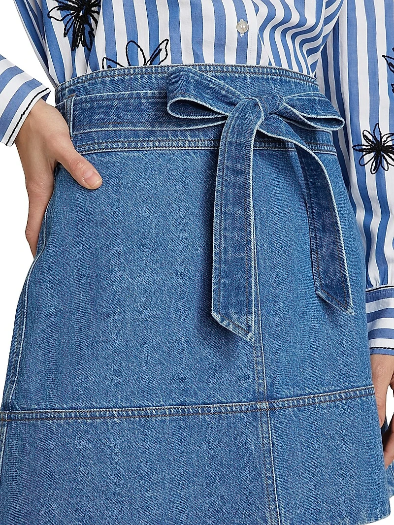 Courtney Belted Denim Miniskirt