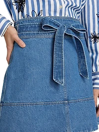 Courtney Belted Denim Miniskirt