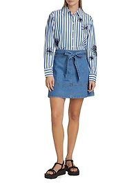 Courtney Belted Denim Miniskirt