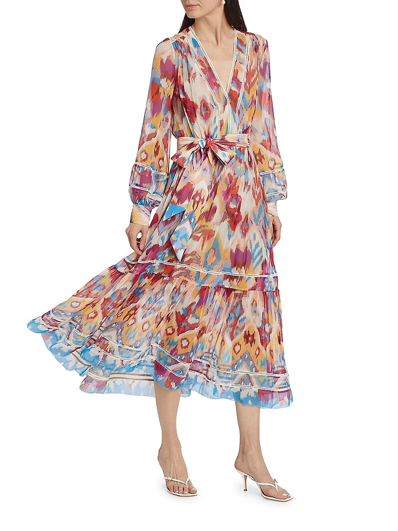 Sierra Watercolor Silk Maxi Dress