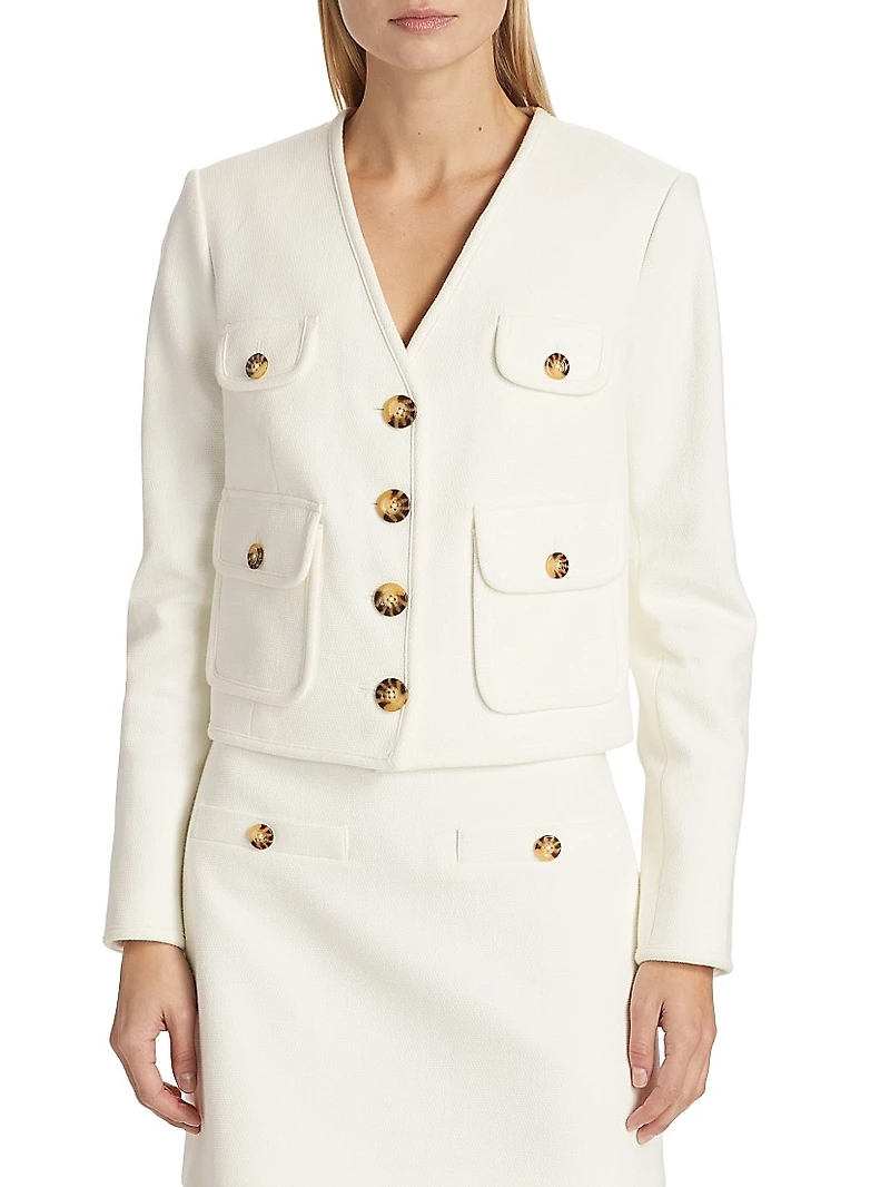 Isola Stretch Cotton-Blend V-Neck Jacket