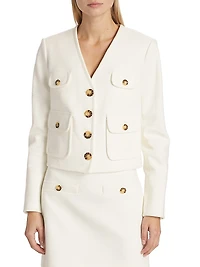 Isola Stretch Cotton-Blend V-Neck Jacket